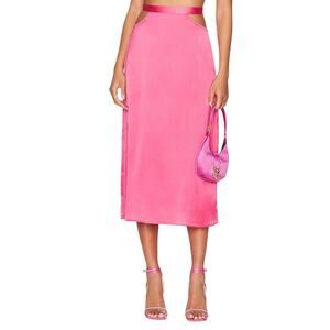 Revolve WeWoreWhat Cut Out Midi Skirt Satin Charmeuse Hot Pink Womens Small NWT